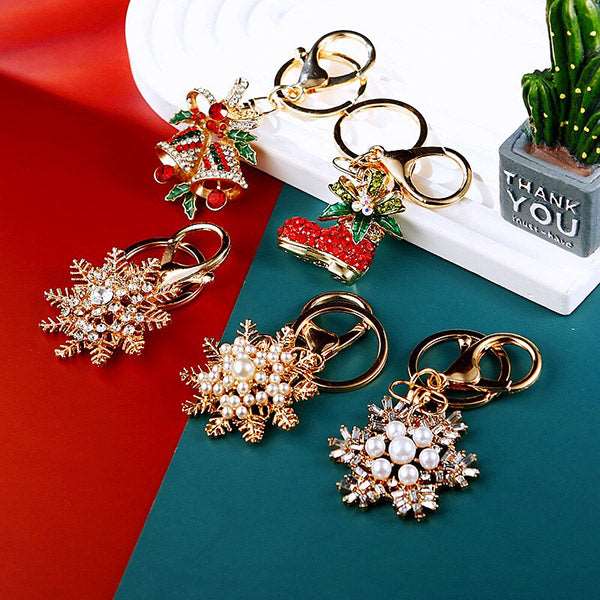 Metal Inlaid Diamond Keychain