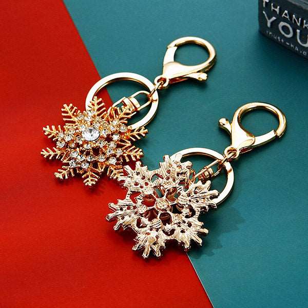 Metal Inlaid Diamond Keychain