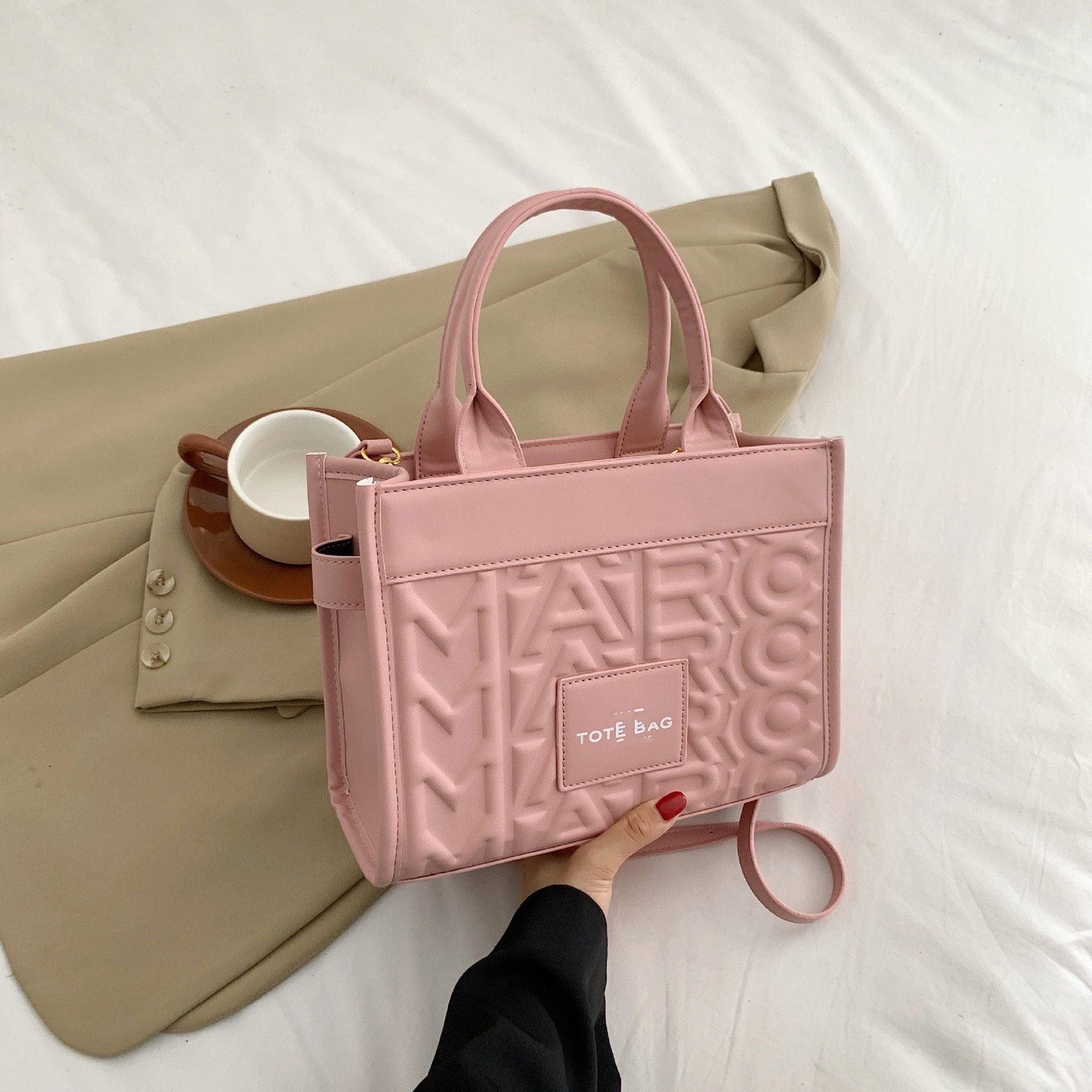 Embossed Letter Tote Bag